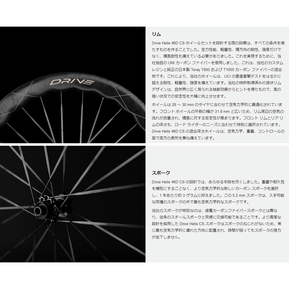 ELITEWHEELS エリートホイール Drive Helix 46D CS ドライブ ヘリックス 46D カーボンスポーク ディスクブレーキ サーフェスハブ　ホイールセット　